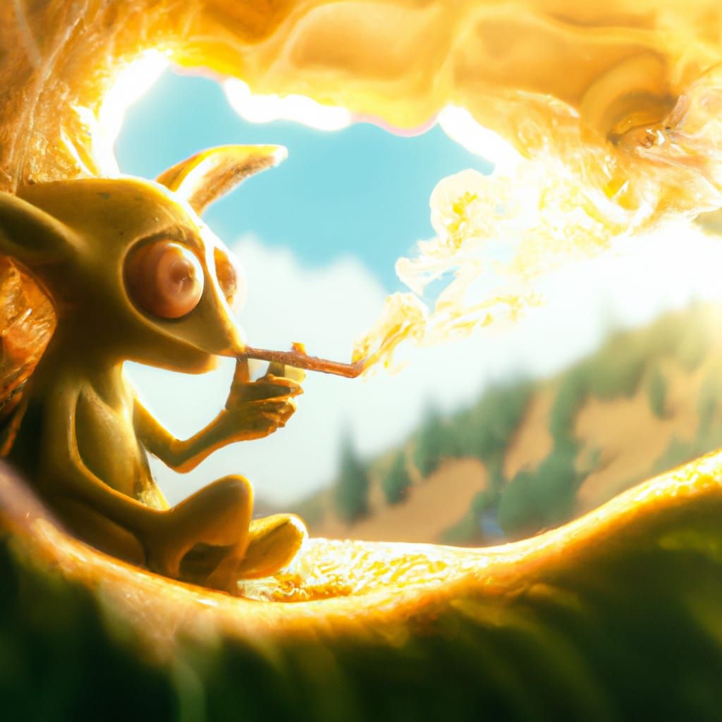 Alien Smoker in Cheese: Studio Ghibli Anime Visual