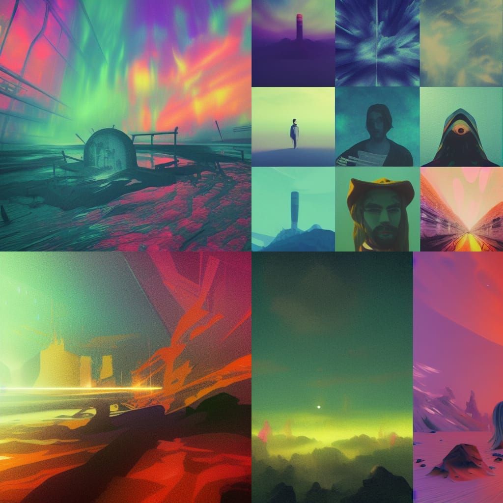 Psychedelic Spacecore Landscape in Impressionistic Style