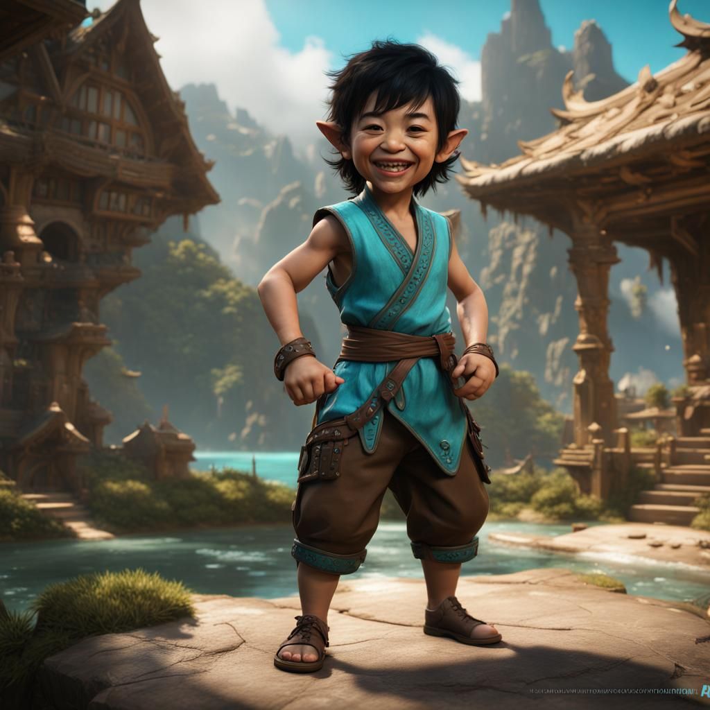 Halfling Martial Artist in Detailed Matte Painting