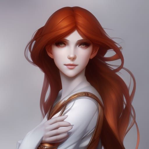 Two Red-Haired Girls Hugging: Detailed Digital Portrait