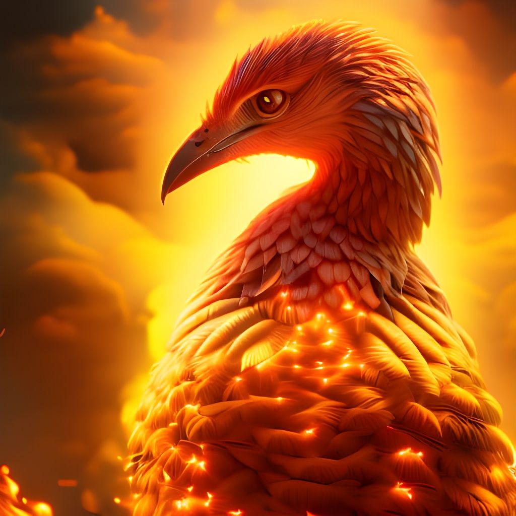 Burning Phoenix Rising: Hyperrealistic Fantasy Art
