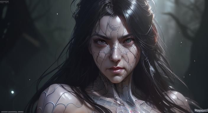 Intricate Spiderweb Portrait in Hyperdetailed Lighting