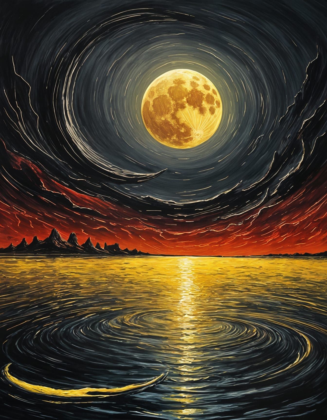 Ethereal Lunar Scene in a Darkened Night