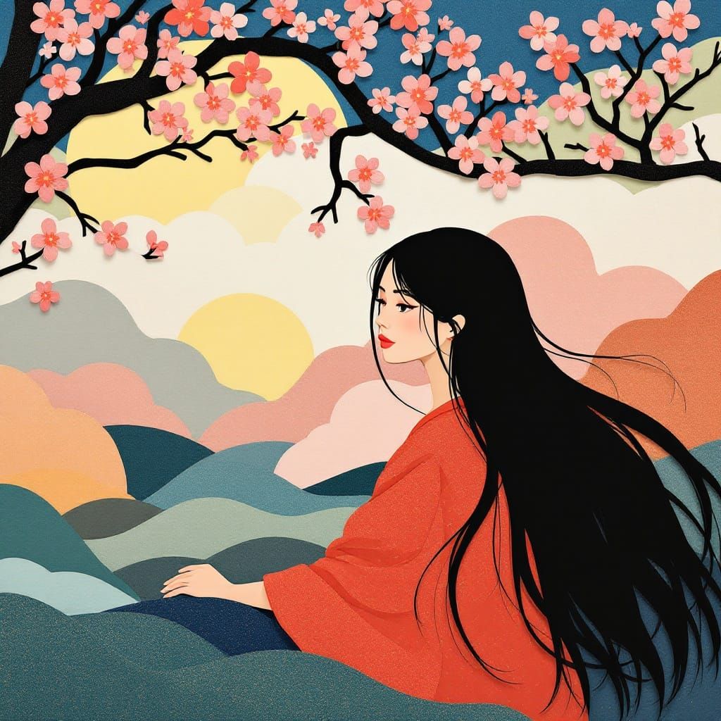 Whispers in Morning Light - A Handcrafted Paper Collage