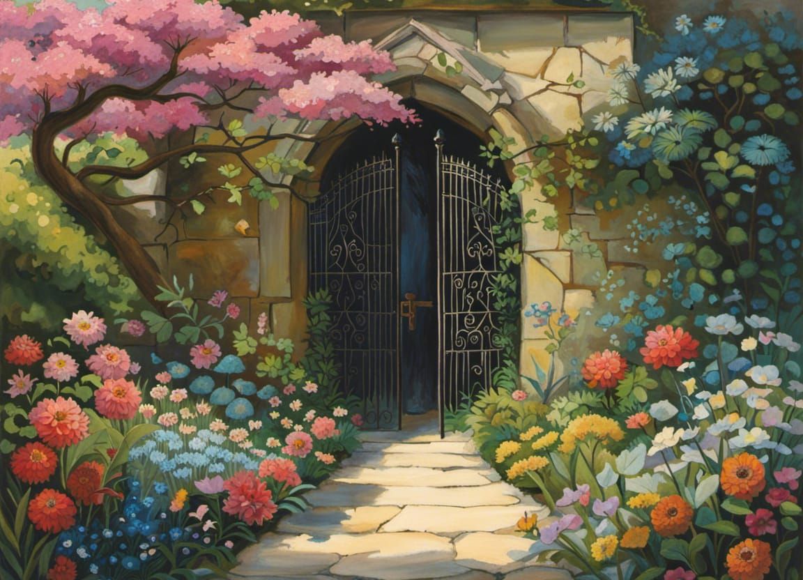 Enchanting Garden Beyond a Secret Gate