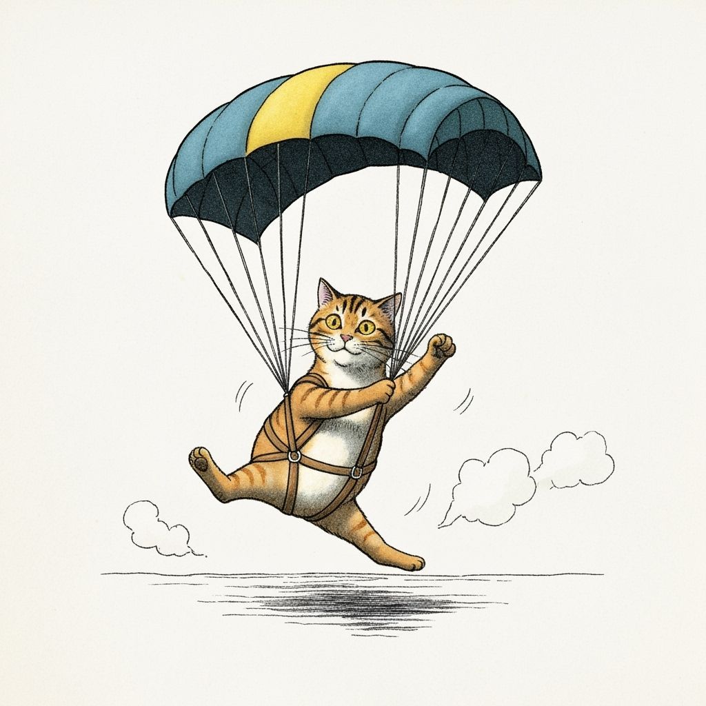 Style of Tenniel, A cat freefall parachuting
