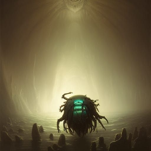 Terrifying Deepwater Scarab in Gothic Horror Style