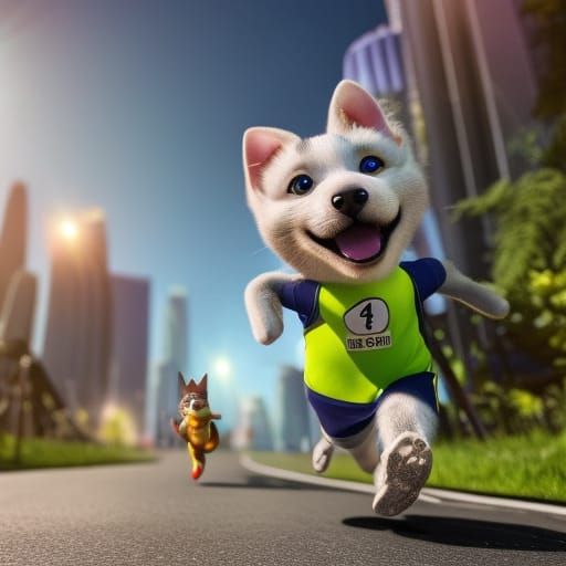 Alien Marathon Runners in Cartoon 3D Style