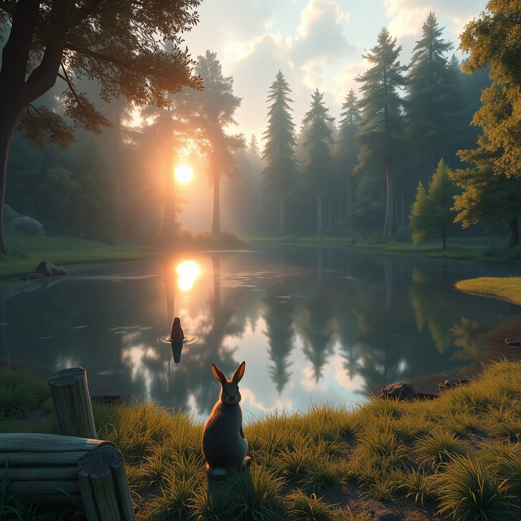 Sunrise Glade Reflection: Fantasy Concept Art
