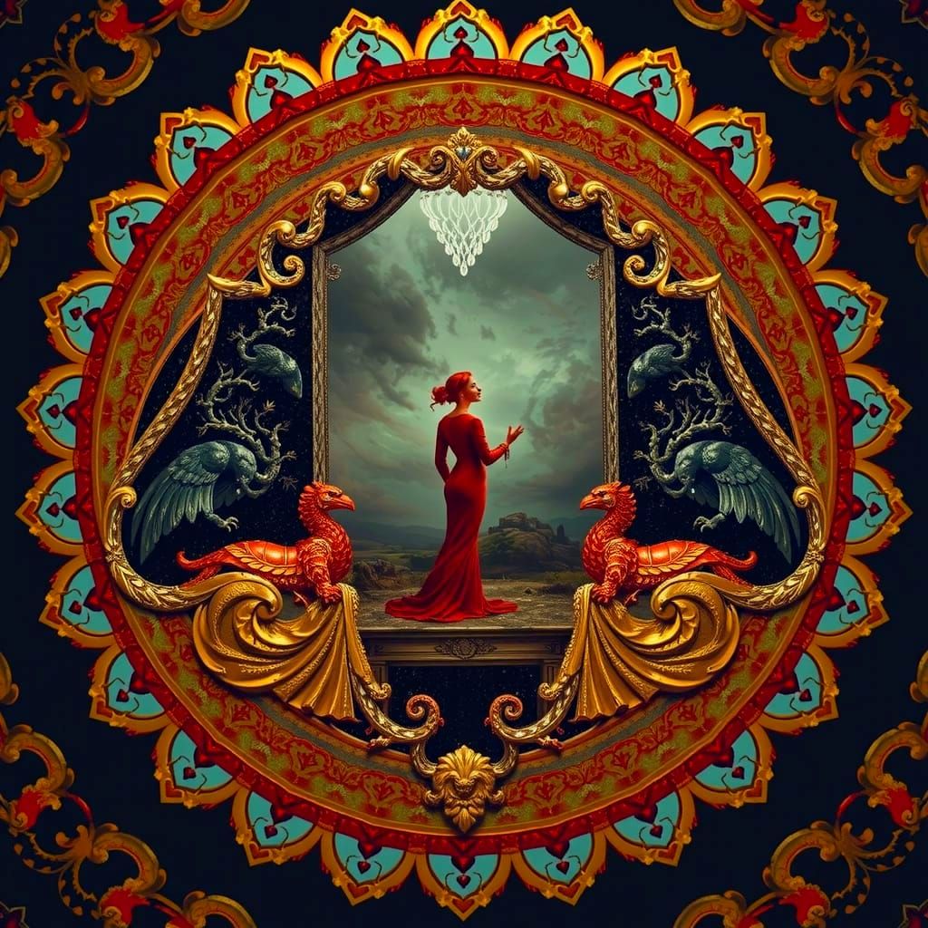 Abstract Swirling Shapes in Vibrant Red Hues