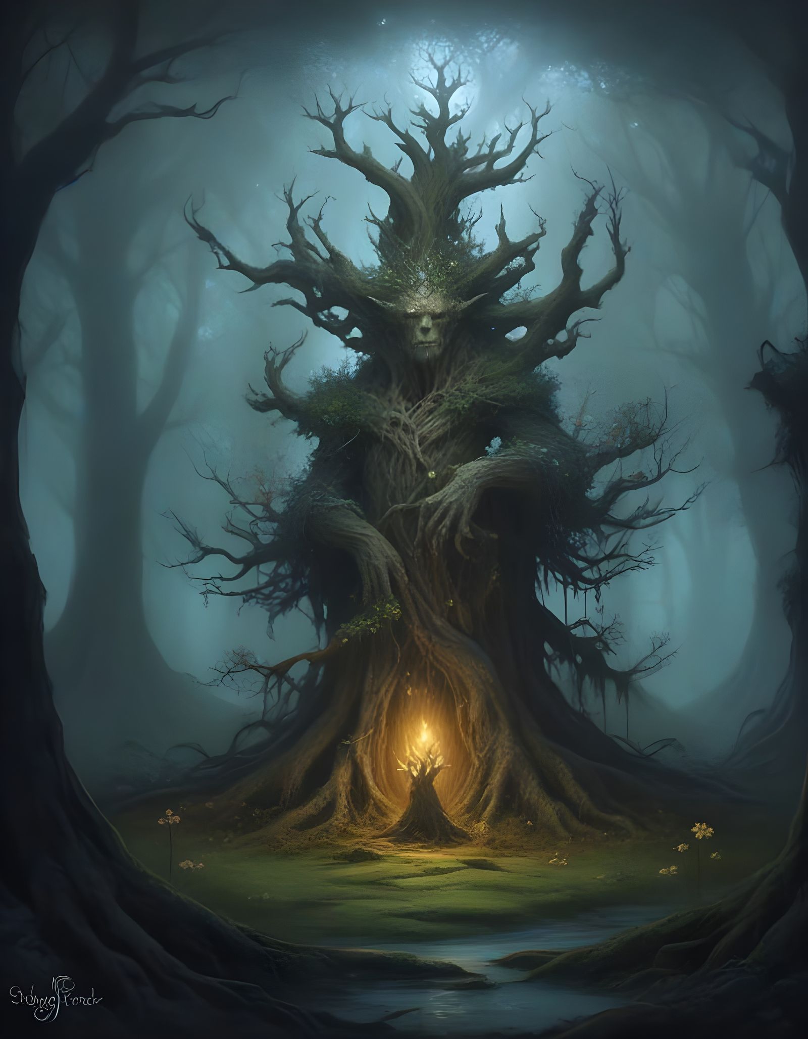 Ancient Tree Spirit in Enchanted Forest