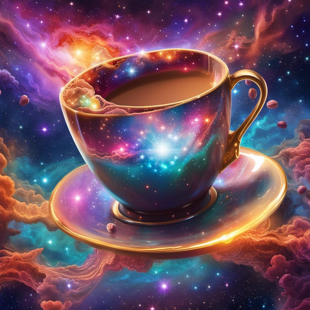 Cosmic Coffee Cup: Universe in Fantasy Art Style