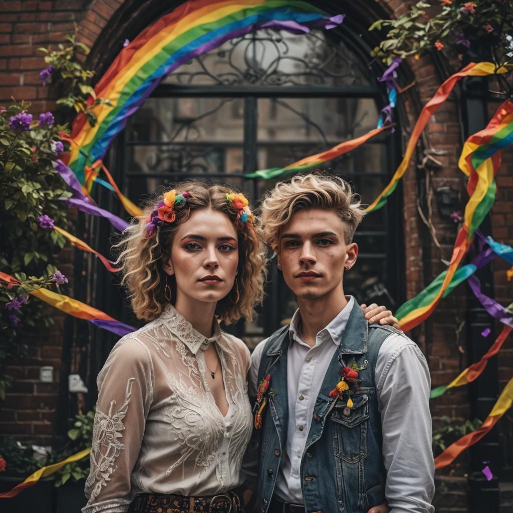 Gender Fluid Couple Celebrating Pride Month