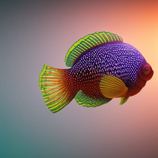 Ornate Drawing of a Colorful Flowerhorn Fish