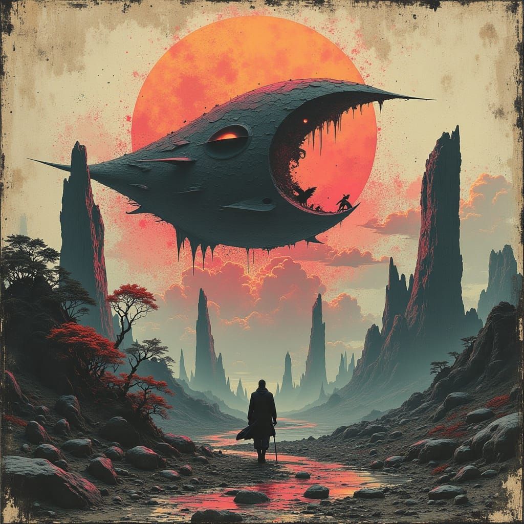 Ethereal Wanderer in a Post-Apocalyptic Dreamscape