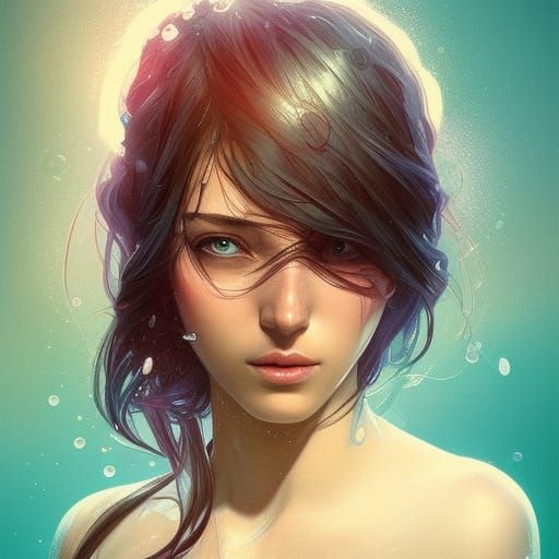 Girl Portrait with Dynamic Lighting, Digital Art