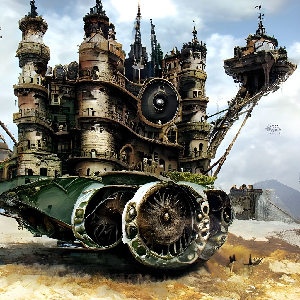 Mobile castle with catapult.