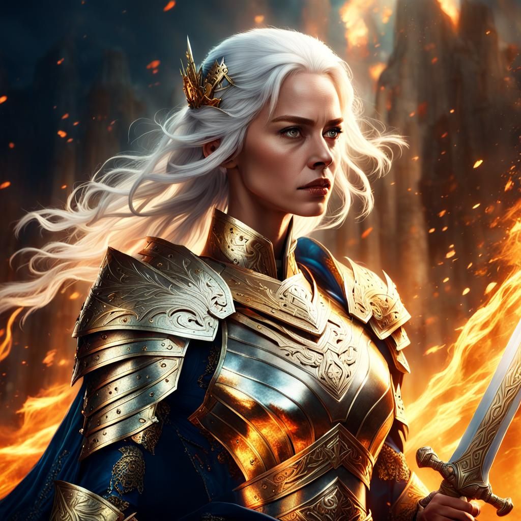 Fierce Queen with Sword in Digital Art