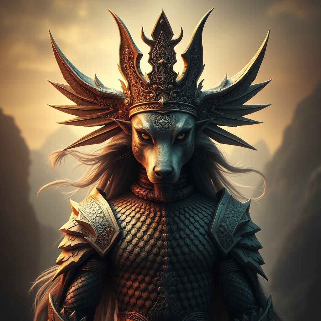 Iranian Animal God Vohu Manah: Hyper-Realistic Painting