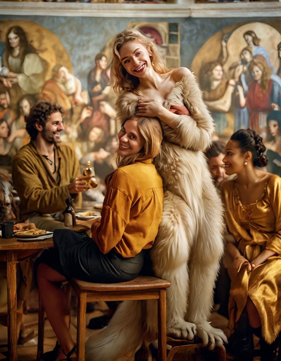 Renaissance Woman Delights Friends in Cozy Interior