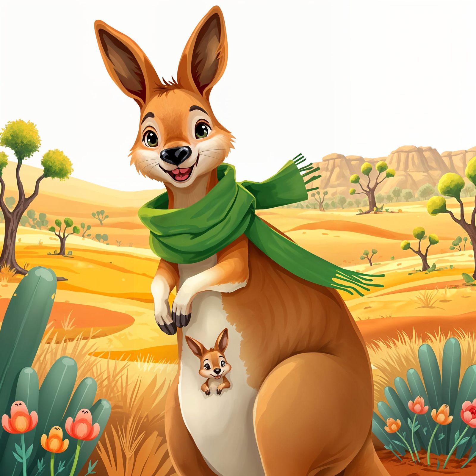 Cute Kangaroo and Adorable Baby in a Joyful Moment