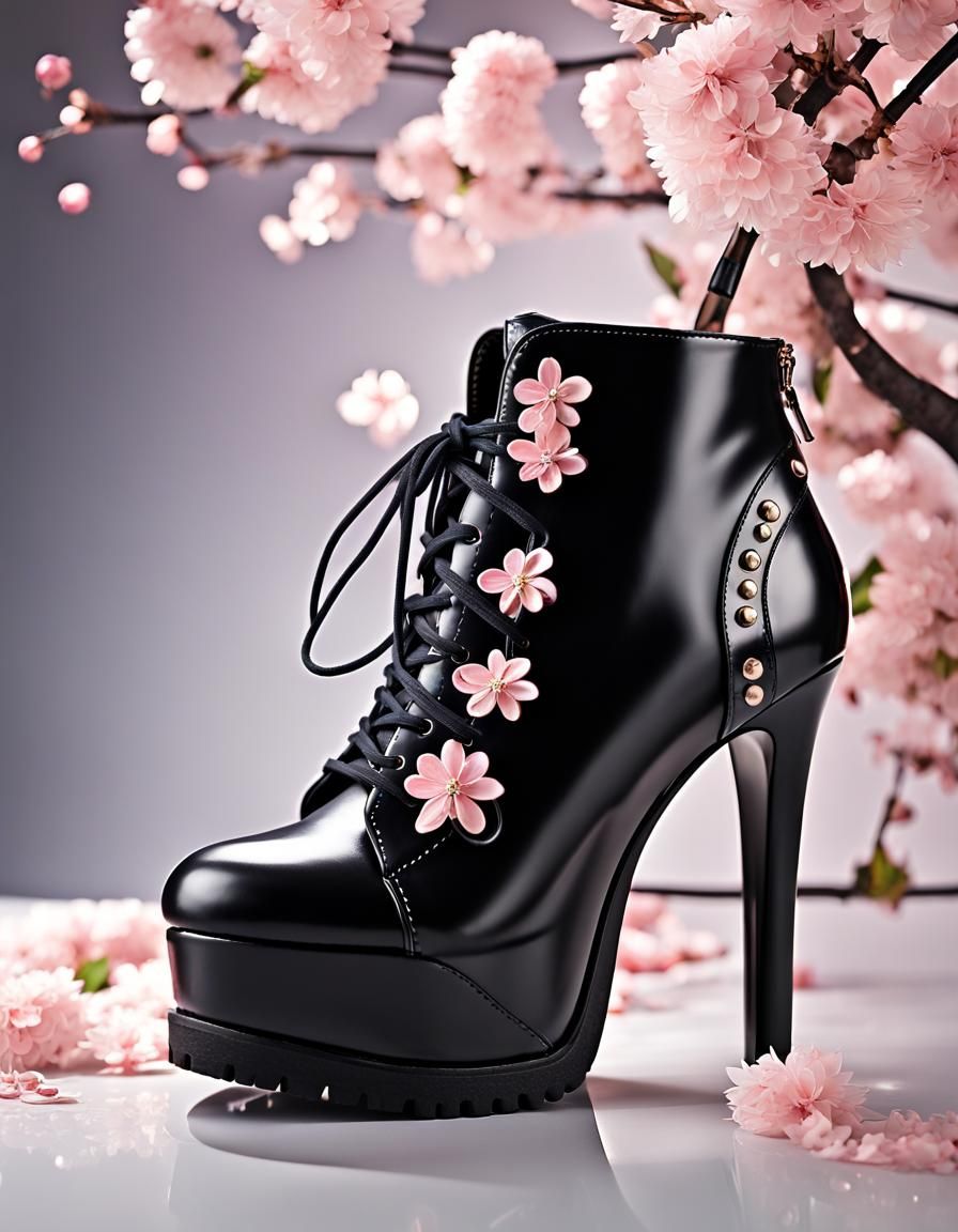 Another take on Women's High Heel Platform Ankle Boots Round-Toe front Lace Up Rivet Boot with side Zipper 15.24cm Heel ...