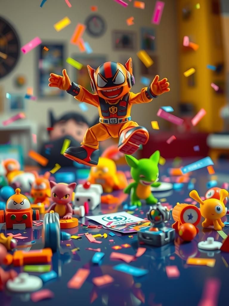 Dynamic Pop-Up Toy Frozen in Mid-Air, Pop Art