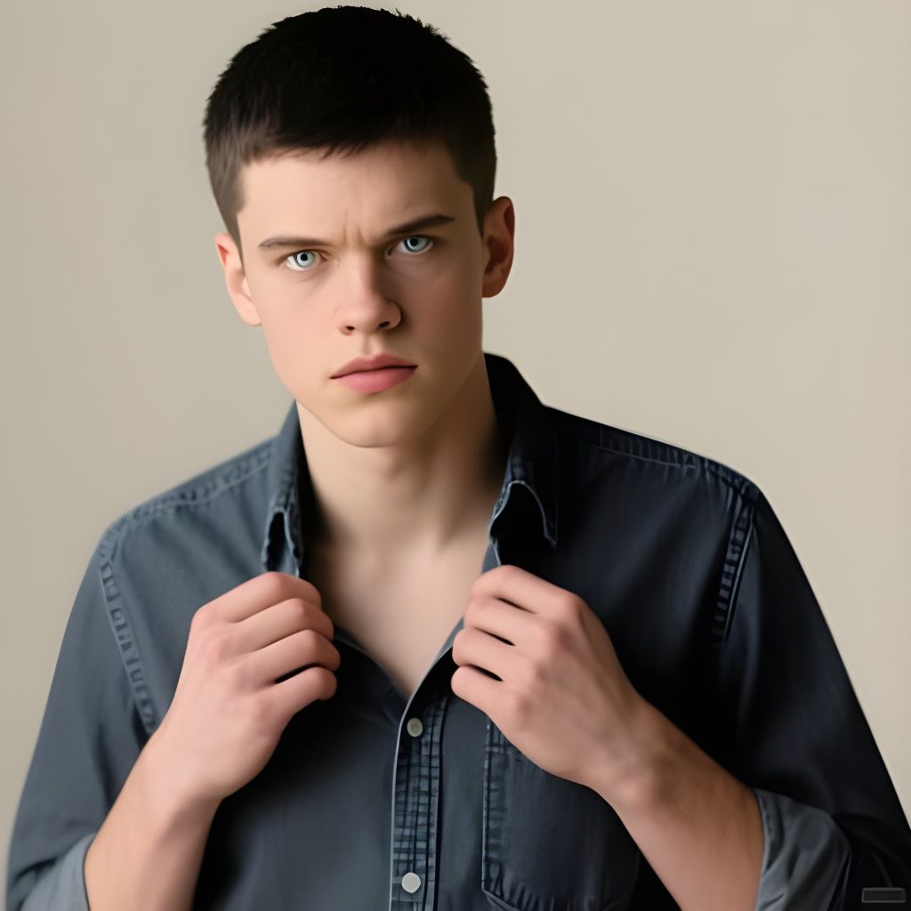 Realistic Studio Portrait of a Determined Young Man