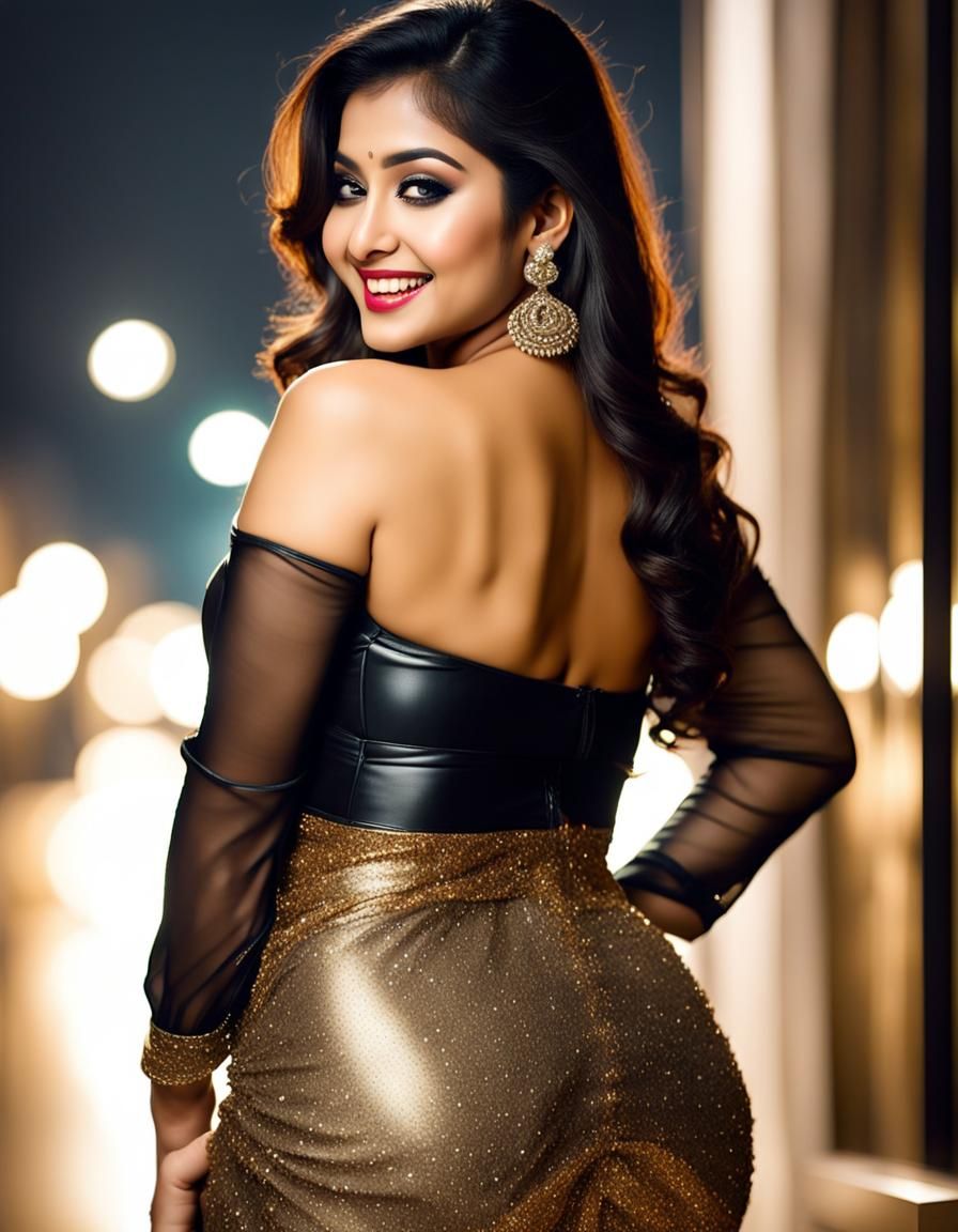 Glamorous Bangladeshi Actress in Glittering Gown