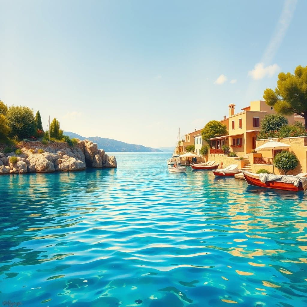 Greek Bay Idyll in Vibrant Colors