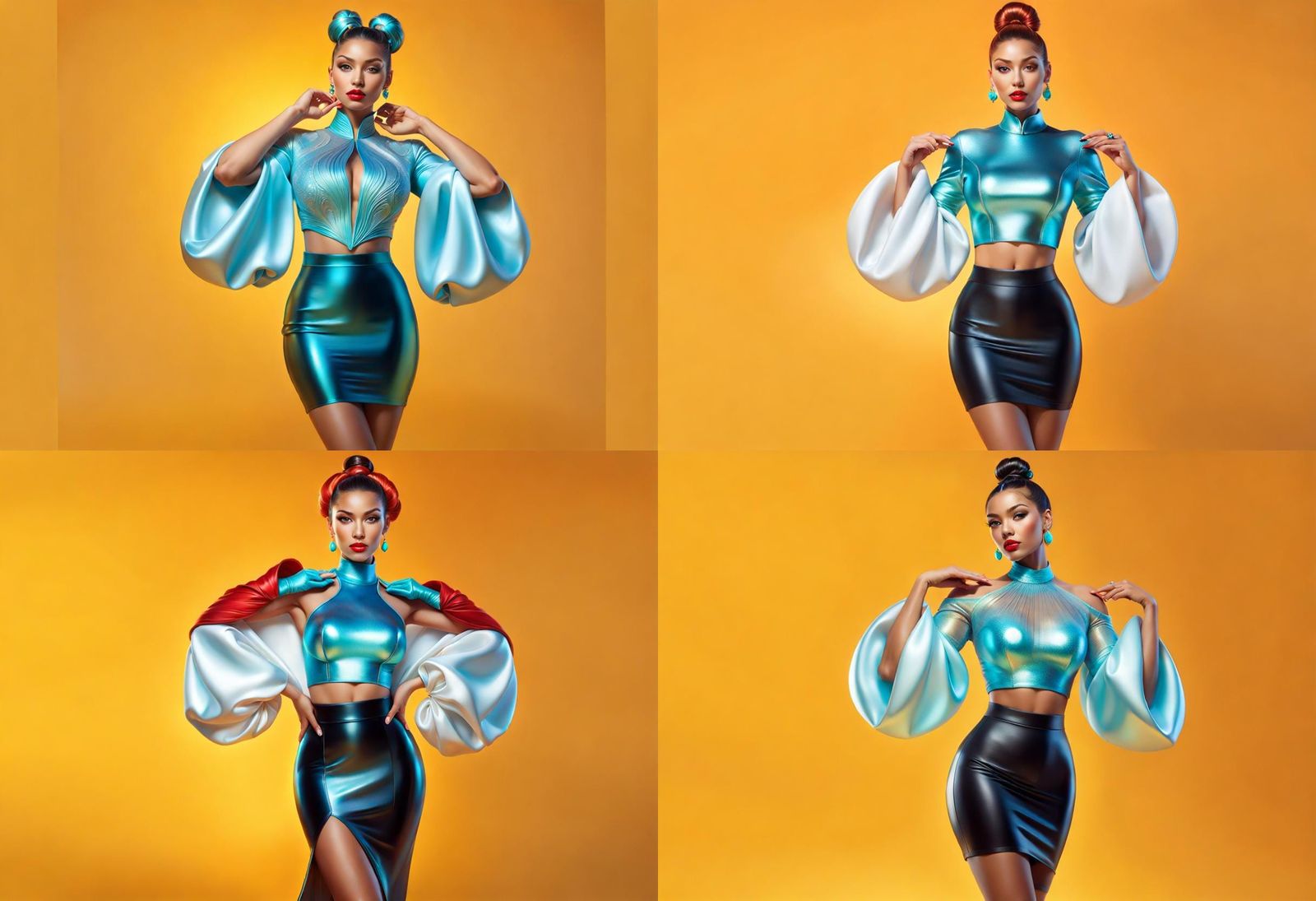 Gorgeous Woman with Cyan Jewels, Hyper-Detailed 3D Art