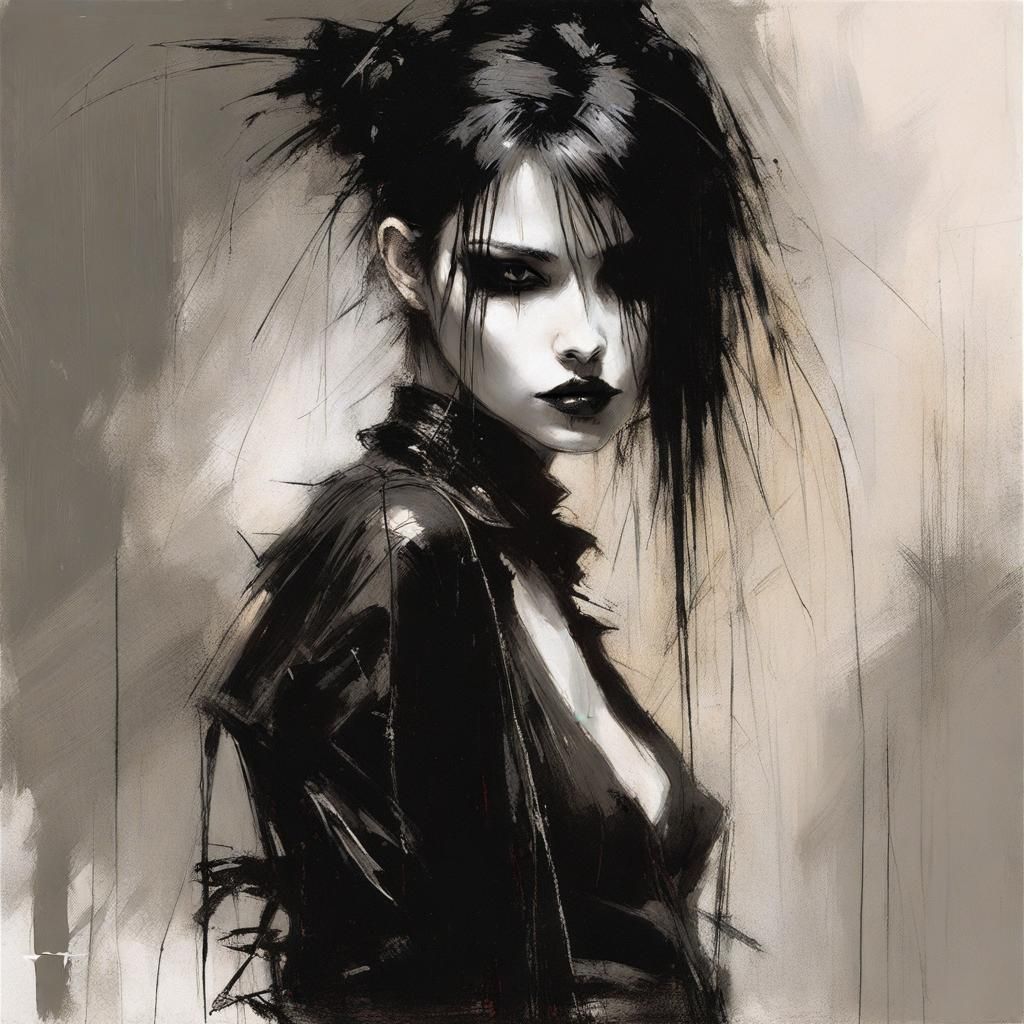 Gothic Punk Girl Portrait in Dark Fantasy Style