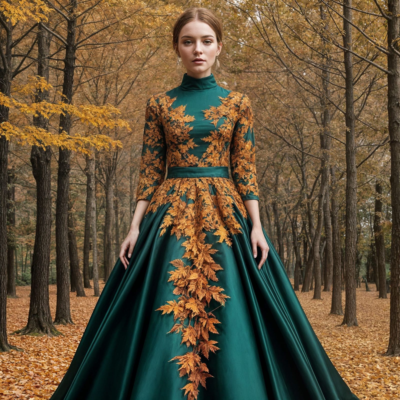 Autumn Leaf Gown: A Realistic Masterpiece