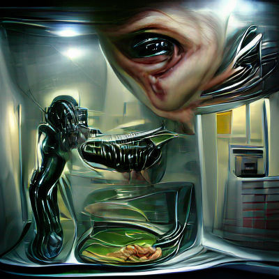 Horrifying Alien Encounter in Hyperrealism