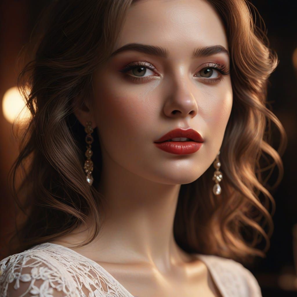 Elegant Swedish Woman Winking at a Luxurious Bar