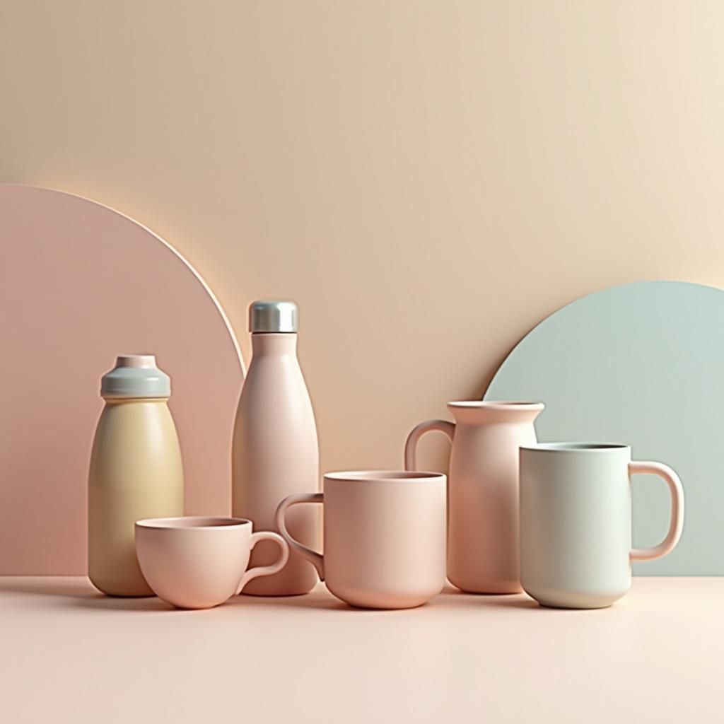 Drinkware Still Life in Earthy Pastel Tones
