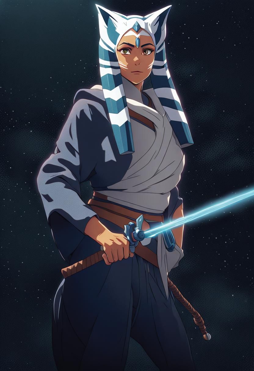 Ahsoka Tano Movie Poster in Ghibli Anime Style