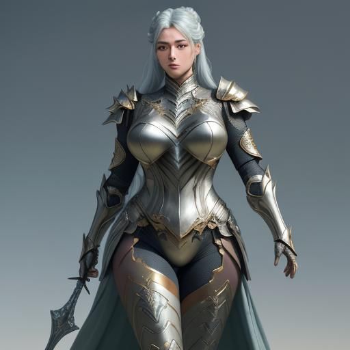 Fantasy Armor Woman in Dreamlike Anime Art