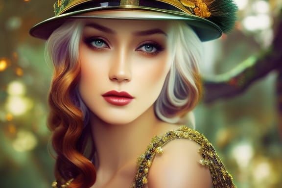 Victorian Gentleman with Flowing Hair, Hyperdetailed Illustr...