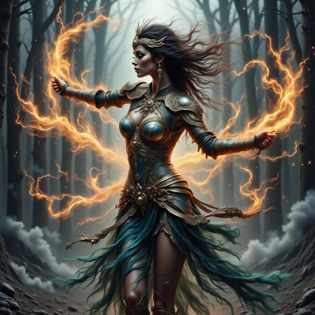 Dancing Warrior in Shadow Realm: Dark Futurism