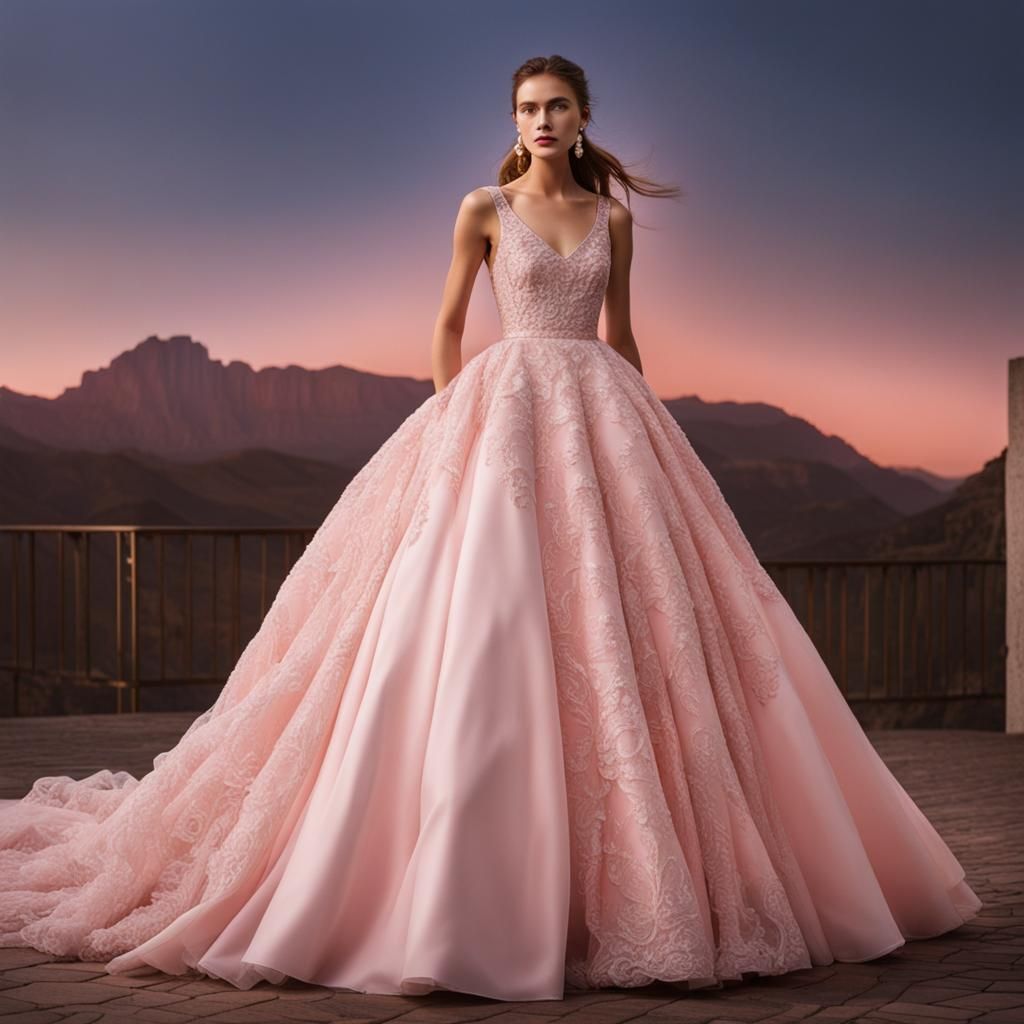 Light Pink Wide Evening Gown Realistic & Simple. Redone. 6th gown.