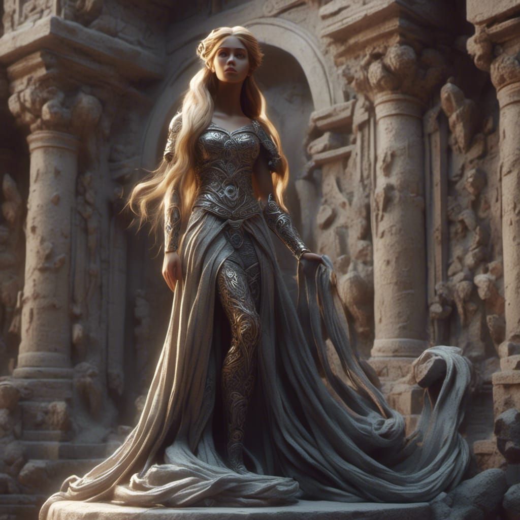 Rapunzel as Greek Sculpture with Chiaroscuro Lighting
