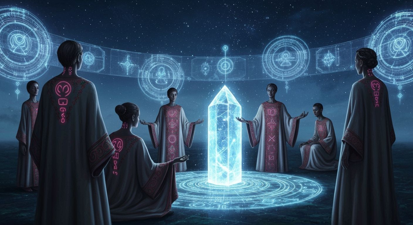 Alien Ritual Under Starry Sky