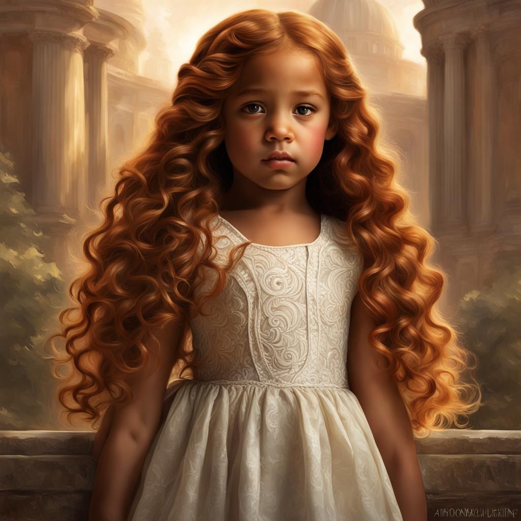 Portrait of Biracial Girl in Hyperdetailed Digital Art
