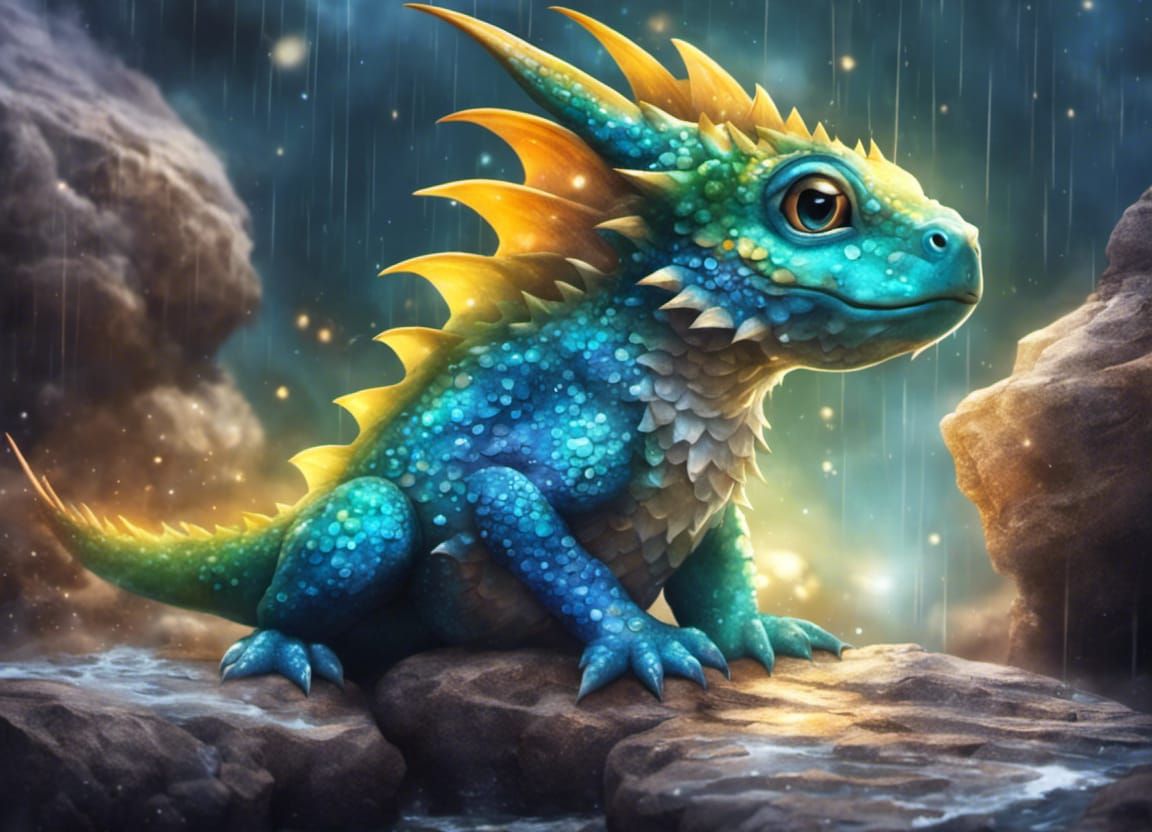 Adorable Chibi Water Dragon on Alien Planet