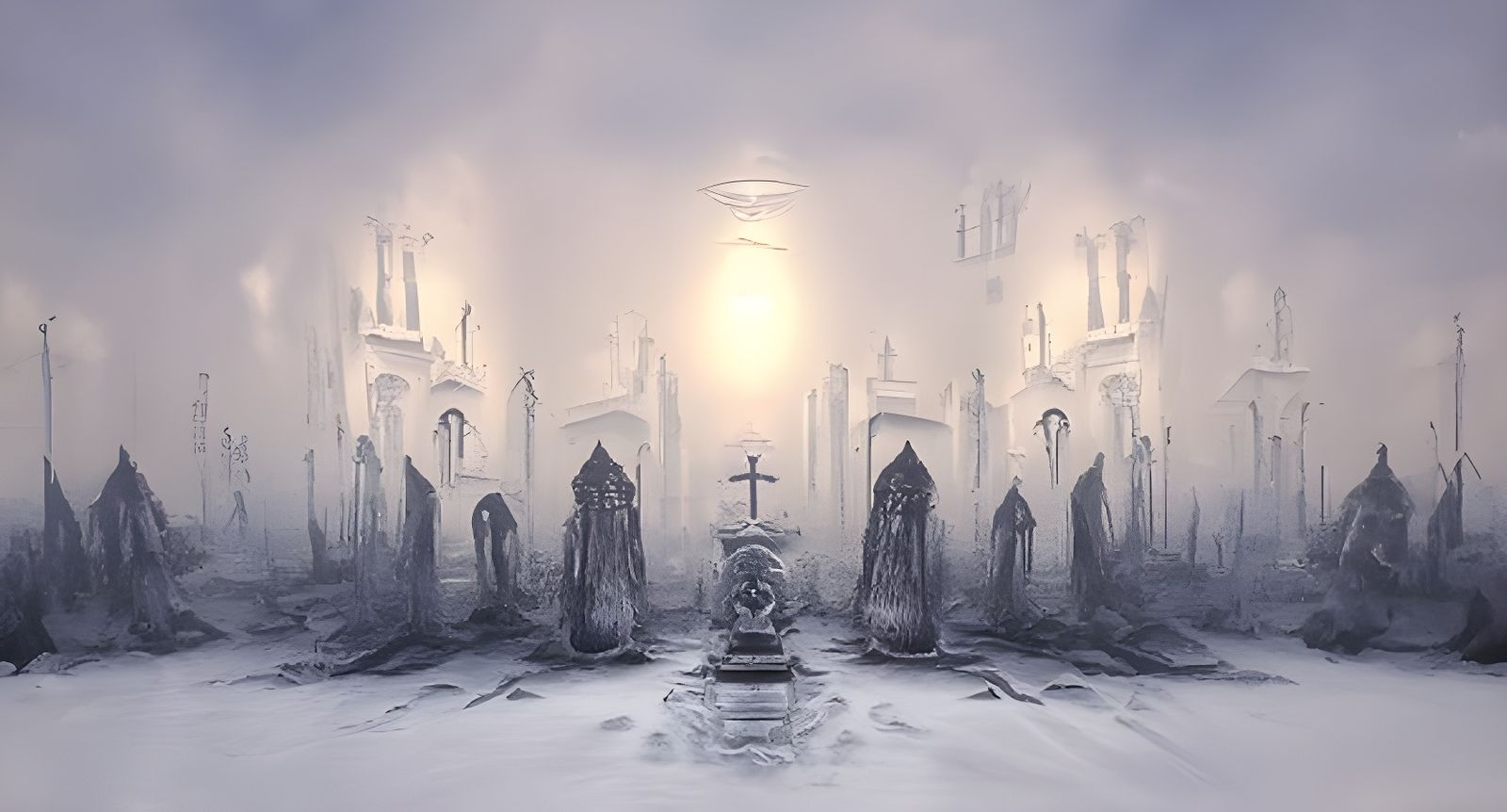 Sinister Gothic Scene in Charcoal Style