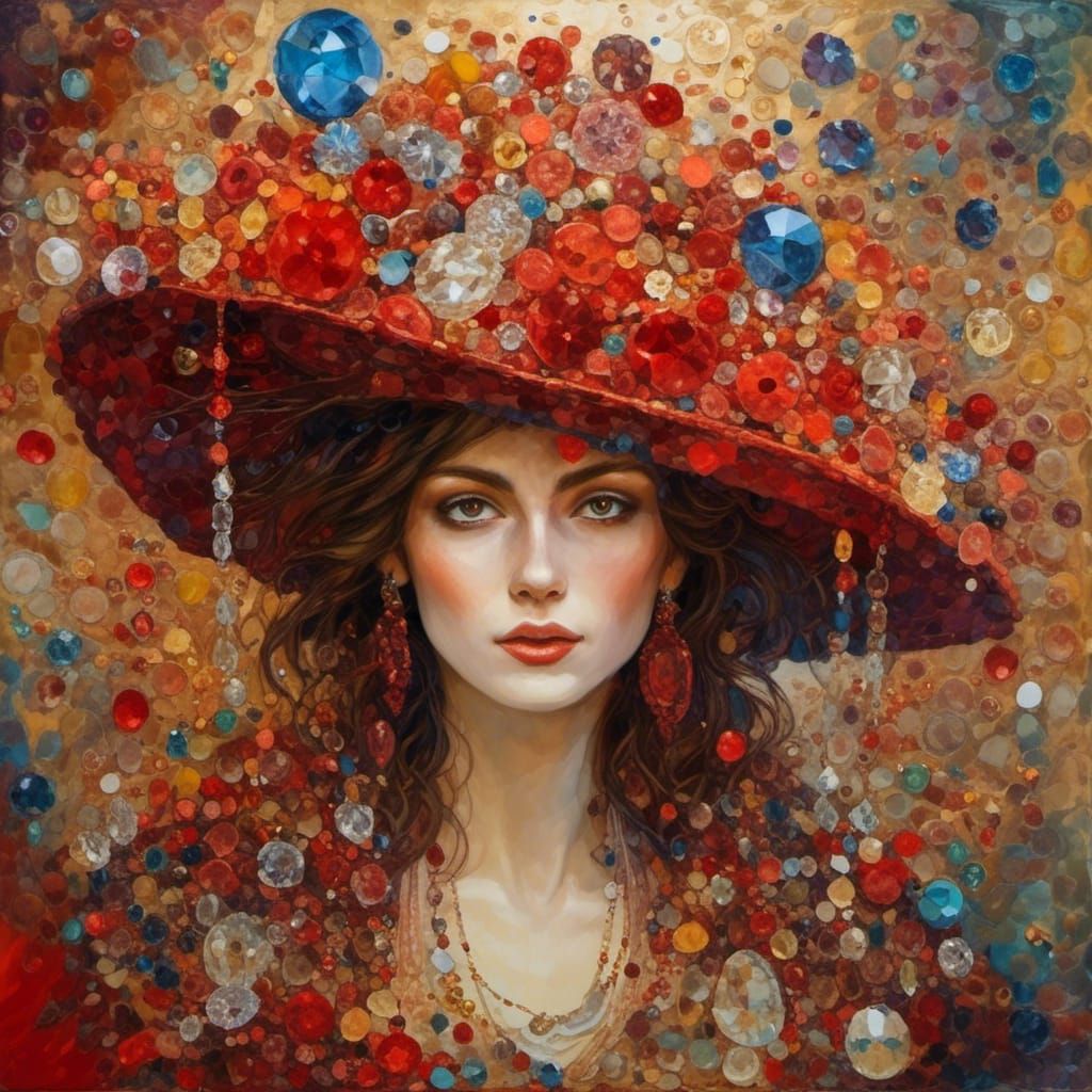 Sensual Woman in Klimt Style with Bioluminescent Butterflies