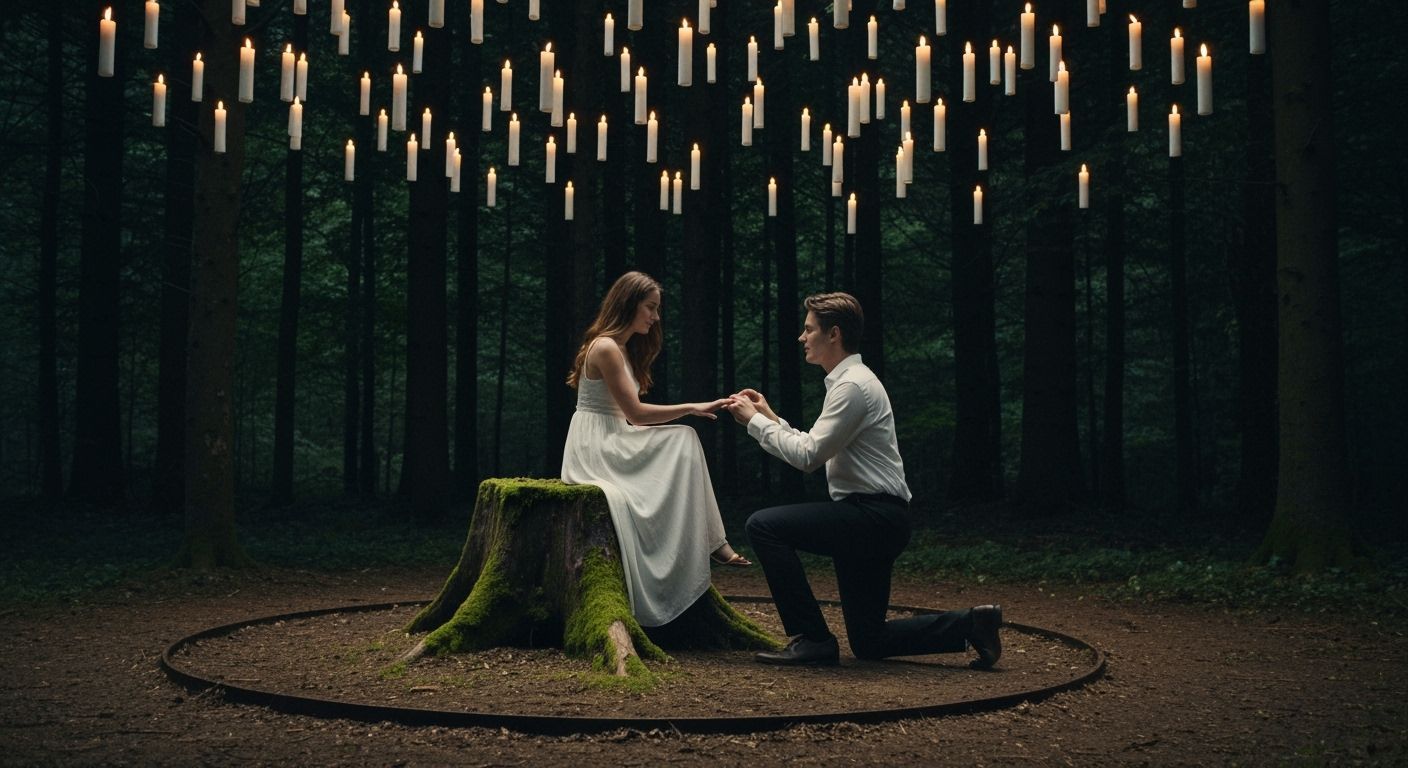 Magical Forest Proposal Under Candlelight Sky