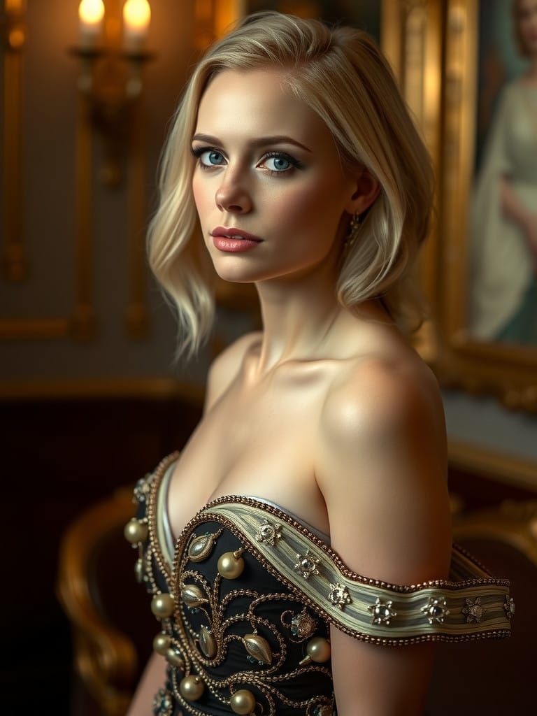 Elegant Woman in Luxurious Evening Gown