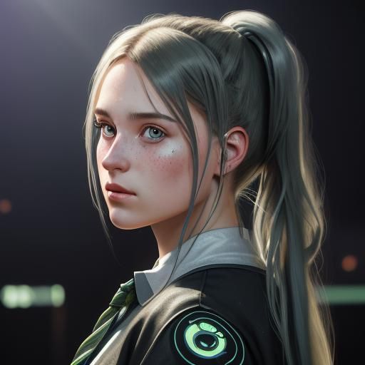 Young Woman at Techno Festival: Detailed Portrait